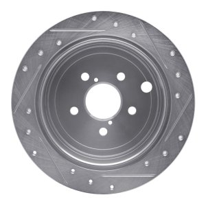 Subaru Impreza Brake Rotor (1) - Rear Left - R1 Concepts - Drilled & Slotted - Silver - `08-`15